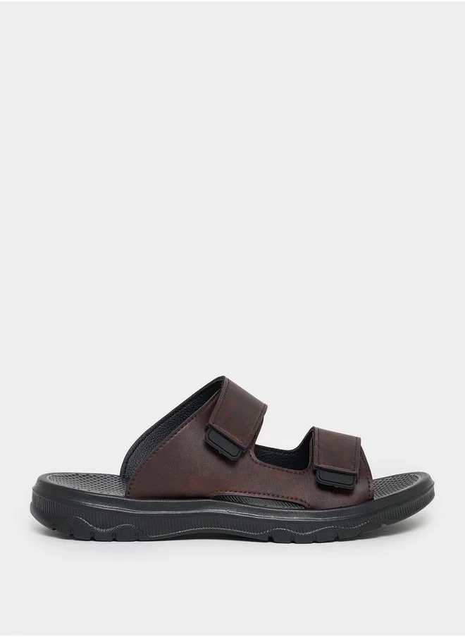 Styli Solid Slip-on Double Strap Sandals