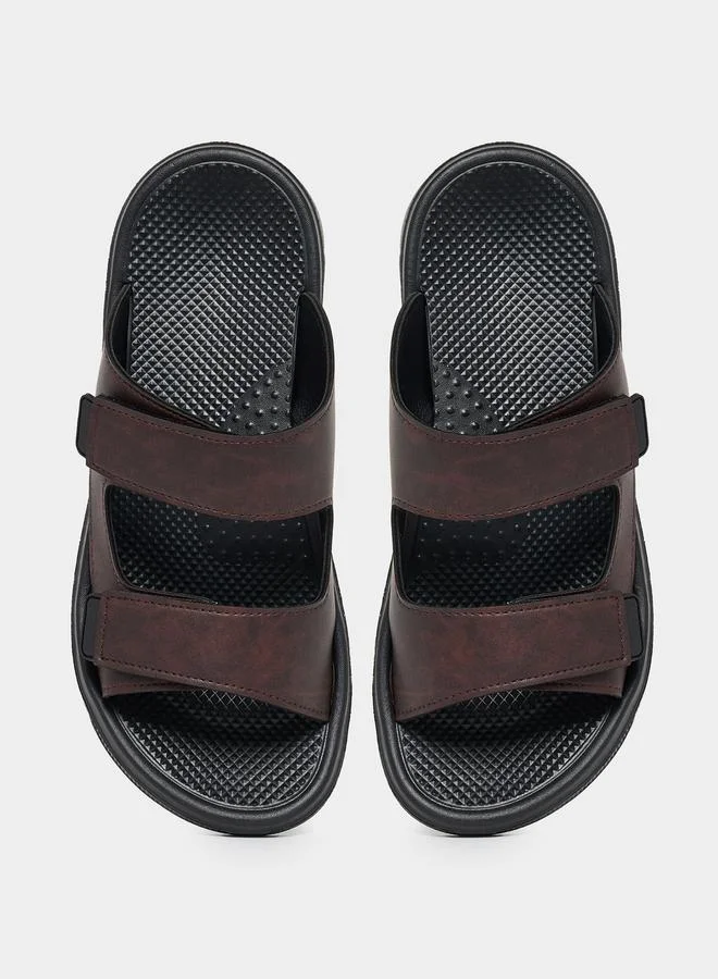 Styli Solid Slip-on Double Strap Sandals