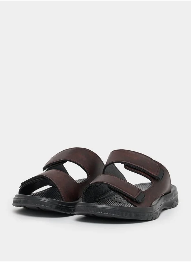 Styli Solid Slip-on Double Strap Sandals