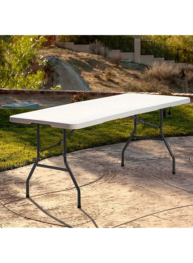 FDW Folding Half Portable Foldable Table for Parties Backyard Events (White 6 FT 70 * 29) (White 6 FT) - Image 2