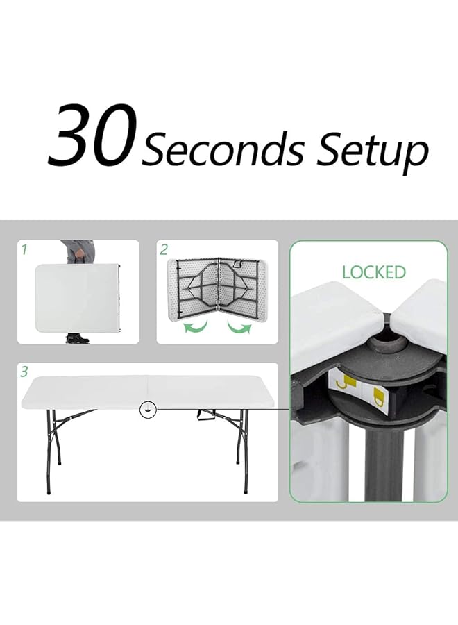 FDW Folding Half Portable Foldable Table for Parties Backyard Events (White 6 FT 70 * 29) (White 6 FT) - Image 5