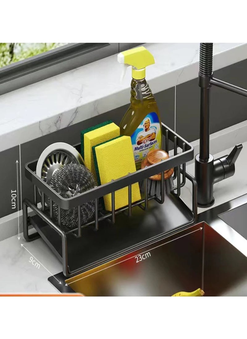 UrbanEssentia - Sink Caddy, Sponge Holder for Kitchen Sink, Metal Kitchen Sink Organizer, Kitchen Organizer Shelf with Dishcloth Rack, Kitchen Sink Rack for Organizing Kitchen Accessories. - Image 1