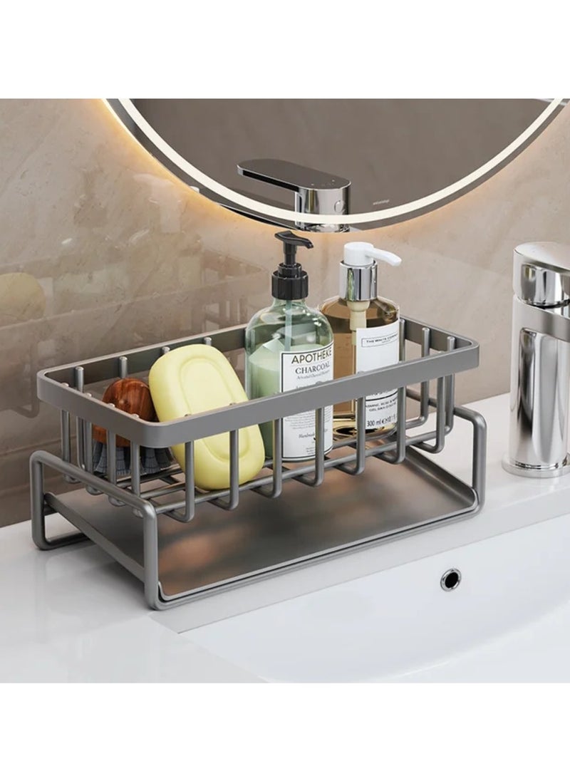 UrbanEssentia - Sink Caddy, Sponge Holder for Kitchen Sink, Metal Kitchen Sink Organizer, Kitchen Organizer Shelf with Dishcloth Rack, Kitchen Sink Rack for Organizing Kitchen Accessories. - Image 1