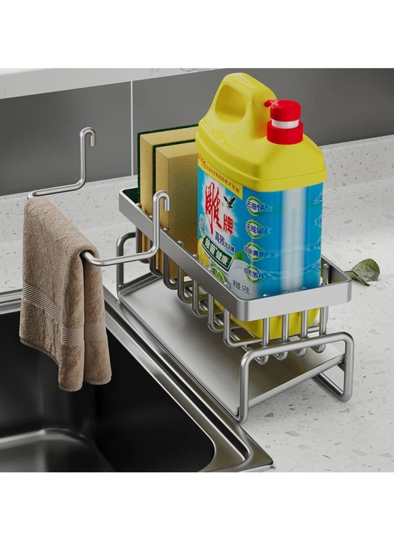 UrbanEssentia - Sink Caddy, Sponge Holder for Kitchen Sink, Metal Kitchen Sink Organizer, Kitchen Organizer Shelf with Dishcloth Rack, Kitchen Sink Rack for Organizing Kitchen Accessories. - Image 1