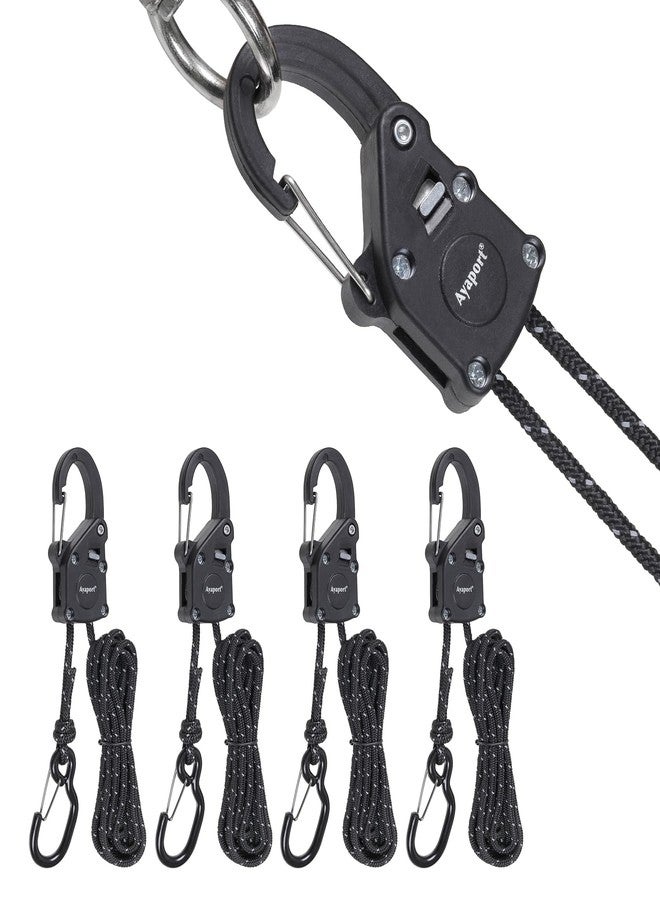 Ayaport Rope Tie Down Ratchet with Carabiner Clip 1/8" x 8' Rope Hanger Cord Tightener Heavy Duty Construction Kayak tie Downs for Tent, Tarp, Camping - Image 1