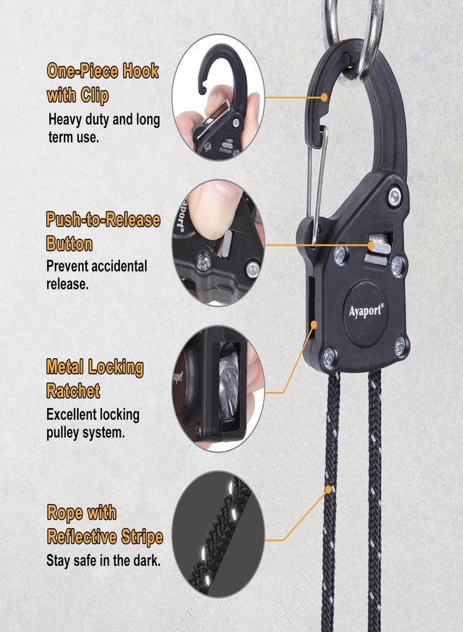 Ayaport Rope Tie Down Ratchet with Carabiner Clip 1/8" x 8' Rope Hanger Cord Tightener Heavy Duty Construction Kayak tie Downs for Tent, Tarp, Camping - Image 3