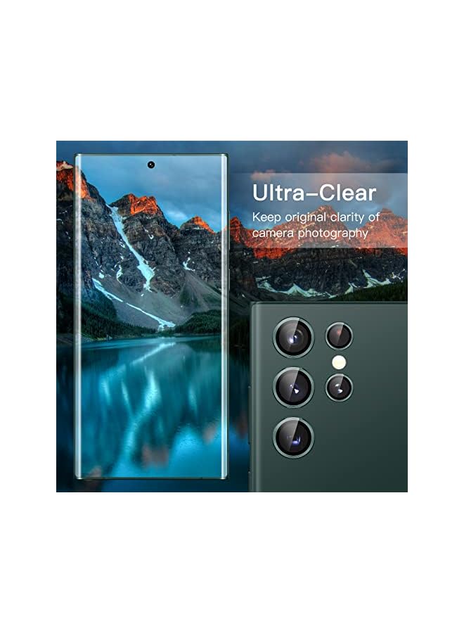 Jetech حماية عدسة الكاميرا لجهاز سامسونج جالاكسي S22 الترا 5G بحجم 6.8 إنش، زجاج مقسى 9H غلاف حلقة معدنية فردية، حامل تركيب سهل، واضح عالي الدقة، مجموعة من 5 (أخضر) - Image 4