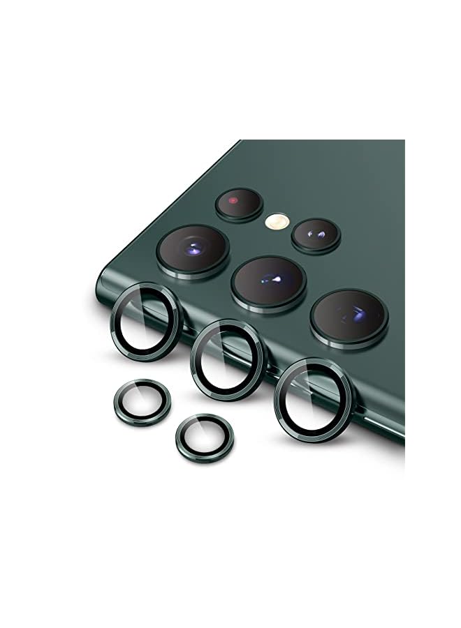 Jetech حماية عدسة الكاميرا لجهاز سامسونج جالاكسي S22 الترا 5G بحجم 6.8 إنش، زجاج مقسى 9H غلاف حلقة معدنية فردية، حامل تركيب سهل، واضح عالي الدقة، مجموعة من 5 (أخضر) - Image 2