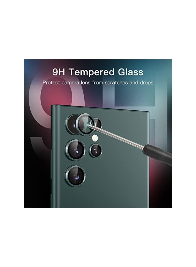 Jetech حماية عدسة الكاميرا لجهاز سامسونج جالاكسي S22 الترا 5G بحجم 6.8 إنش، زجاج مقسى 9H غلاف حلقة معدنية فردية، حامل تركيب سهل، واضح عالي الدقة، مجموعة من 5 (أخضر) - Image 5