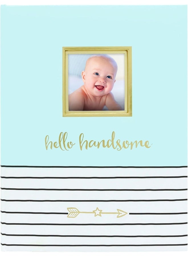 Pearhead Hello Handsome, First 5 Years Baby Memory Book with Photo Insert, Perfect Baby Keepsake, Blue 3x3 Inch (Pack of 1) - Image 1