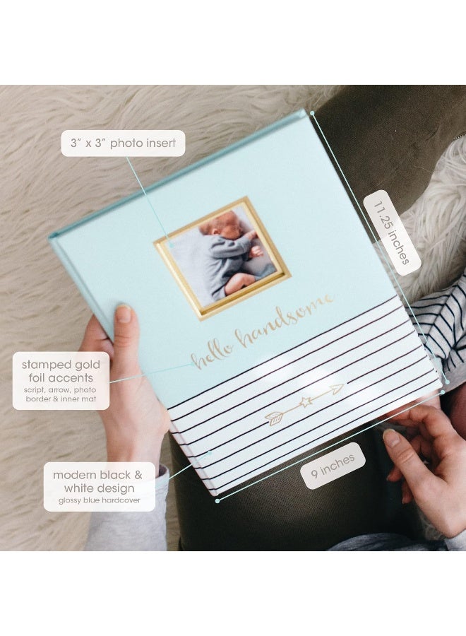 Pearhead Hello Handsome, First 5 Years Baby Memory Book with Photo Insert, Perfect Baby Keepsake, Blue 3x3 Inch (Pack of 1) - Image 3