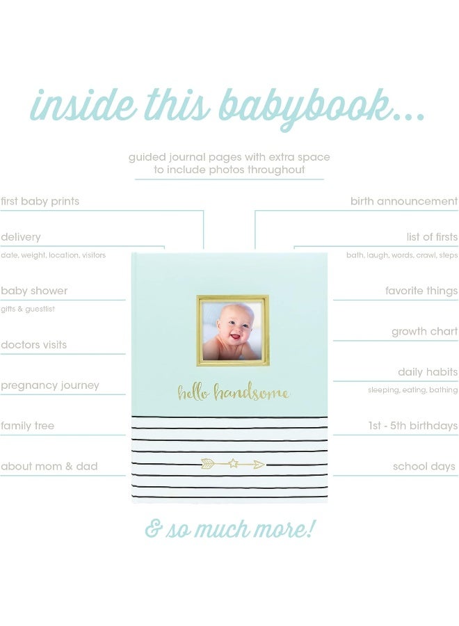Pearhead Hello Handsome, First 5 Years Baby Memory Book with Photo Insert, Perfect Baby Keepsake, Blue 3x3 Inch (Pack of 1) - Image 2