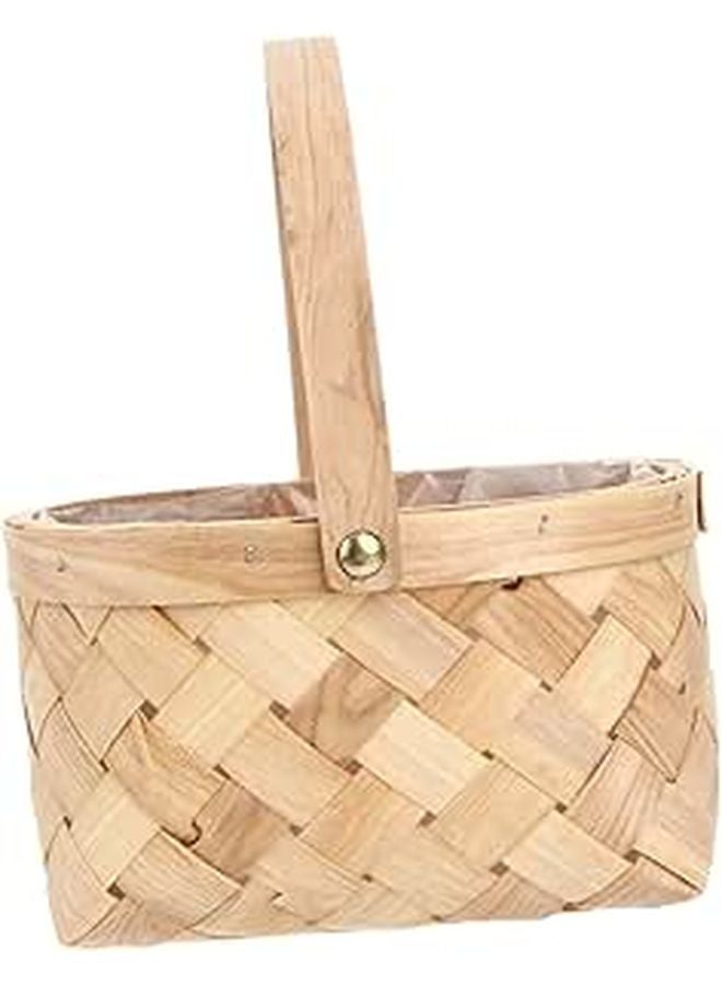 Medium Natural Rattan Storage Basket With Handle For Home Organization Blankets Toys Laundry - Image 1
