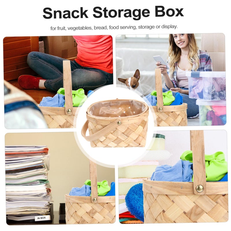 Medium Natural Rattan Storage Basket With Handle For Home Organization Blankets Toys Laundry - Image 4