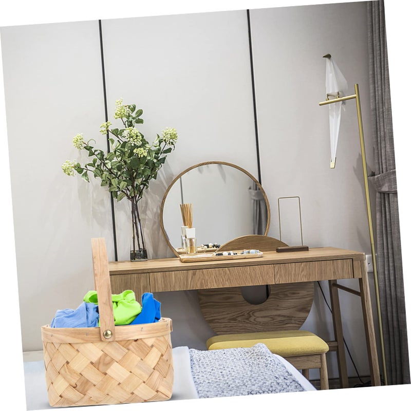 Medium Natural Rattan Storage Basket With Handle For Home Organization Blankets Toys Laundry - Image 3