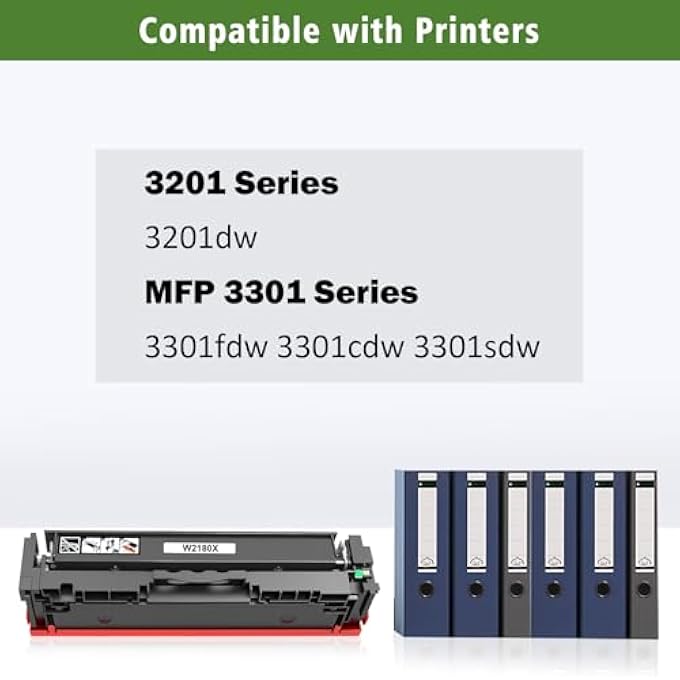 W2180X ( W2180A ) مع خرطوشة حبر معاد تصنيعها بالرقاقة سوداء عالية الإنتاجية 3200 صفحة لطابعات 3201 3201DW 3301 3301FDW 3301CDW 3301SDW - Image 3