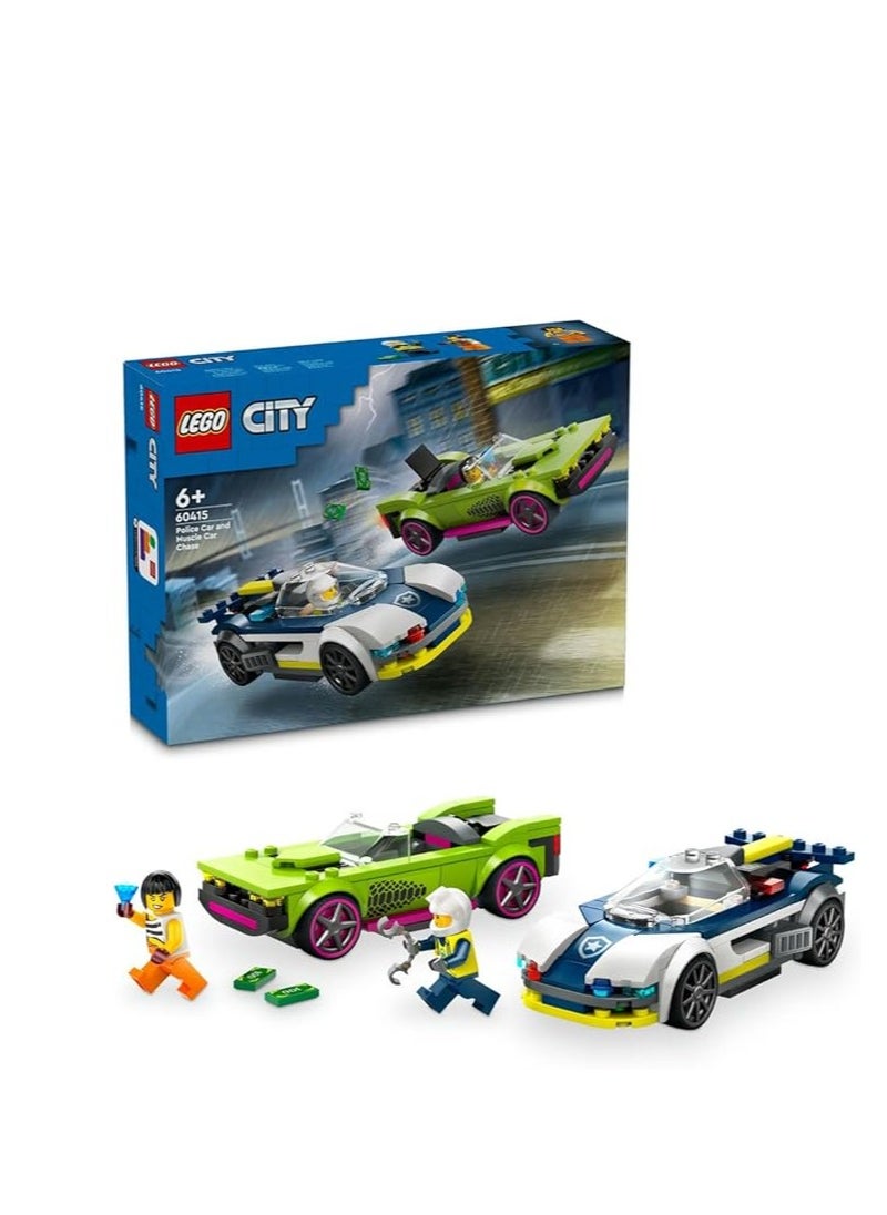 LEGO - City 60415 Police Car and Muscle Car Chase, Emergency Vehicle Toy for Boys and Girls, Fun Gift for Kids Ages 6 and Older, Loving Role-Playing Play, Includes Officer and Impostor Minifigures - Image 1
