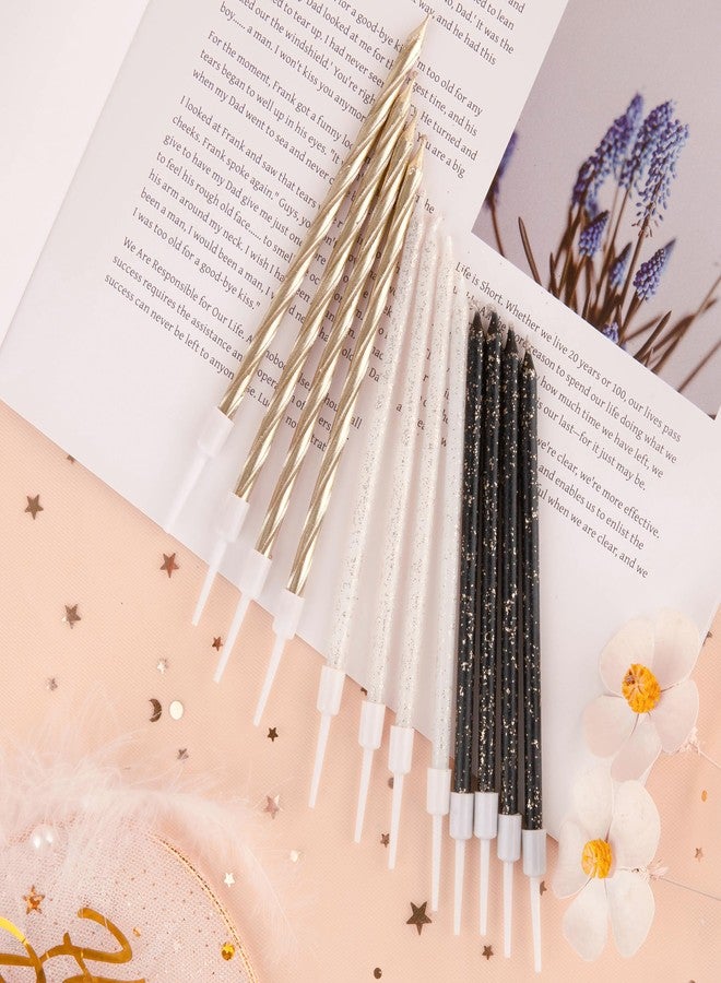 PHD CAKE Gold, Black, White Long Thin Birthday Candles, Cake Candles, Birthday Parties, Wedding Decorations, Party Candles - Image 3