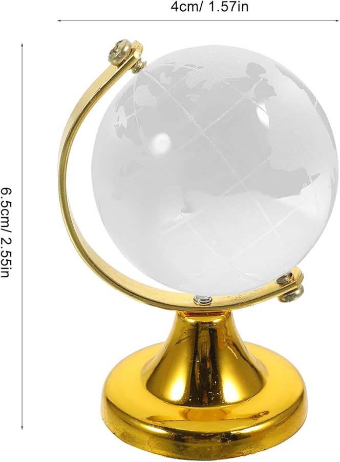 Golden Crystal Globe Miniature Desktop World Globe Educational Ornament For Home Office Decor - Image 3