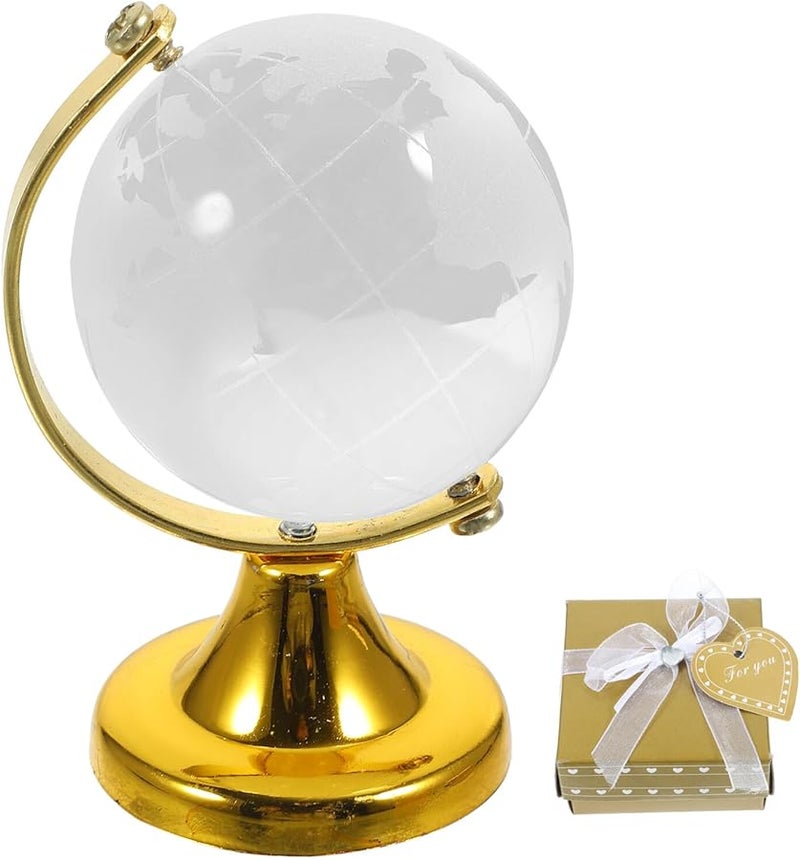 Golden Crystal Globe Miniature Desktop World Globe Educational Ornament For Home Office Decor - Image 1