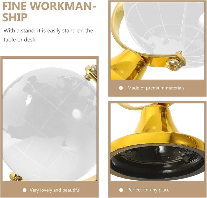 Golden Crystal Globe Miniature Desktop World Globe Educational Ornament For Home Office Decor - Image 4