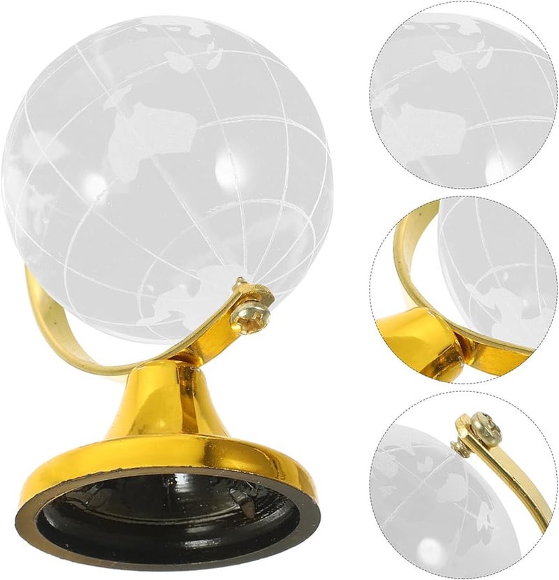 Golden Crystal Globe Miniature Desktop World Globe Educational Ornament For Home Office Decor - Image 5