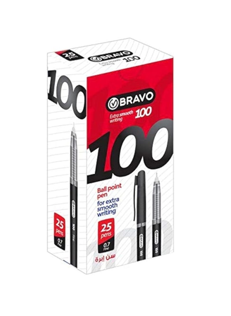 Bravo Ball Pen Bravo 100  Set Of 25 Black Ink Pen - Image 1