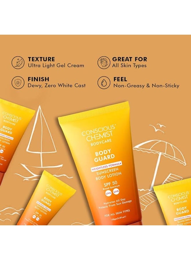 كيميائي واعي لوشن واقي الشمس للجسم بتركيبة خفيفة وزن SPF 50+ من بودي كير بودي جارد، 150 جرام - Image 4