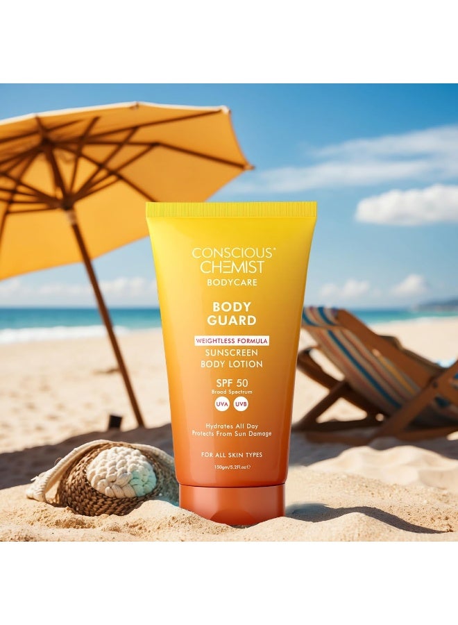 كيميائي واعي لوشن واقي الشمس للجسم بتركيبة خفيفة وزن SPF 50+ من بودي كير بودي جارد، 150 جرام - Image 5
