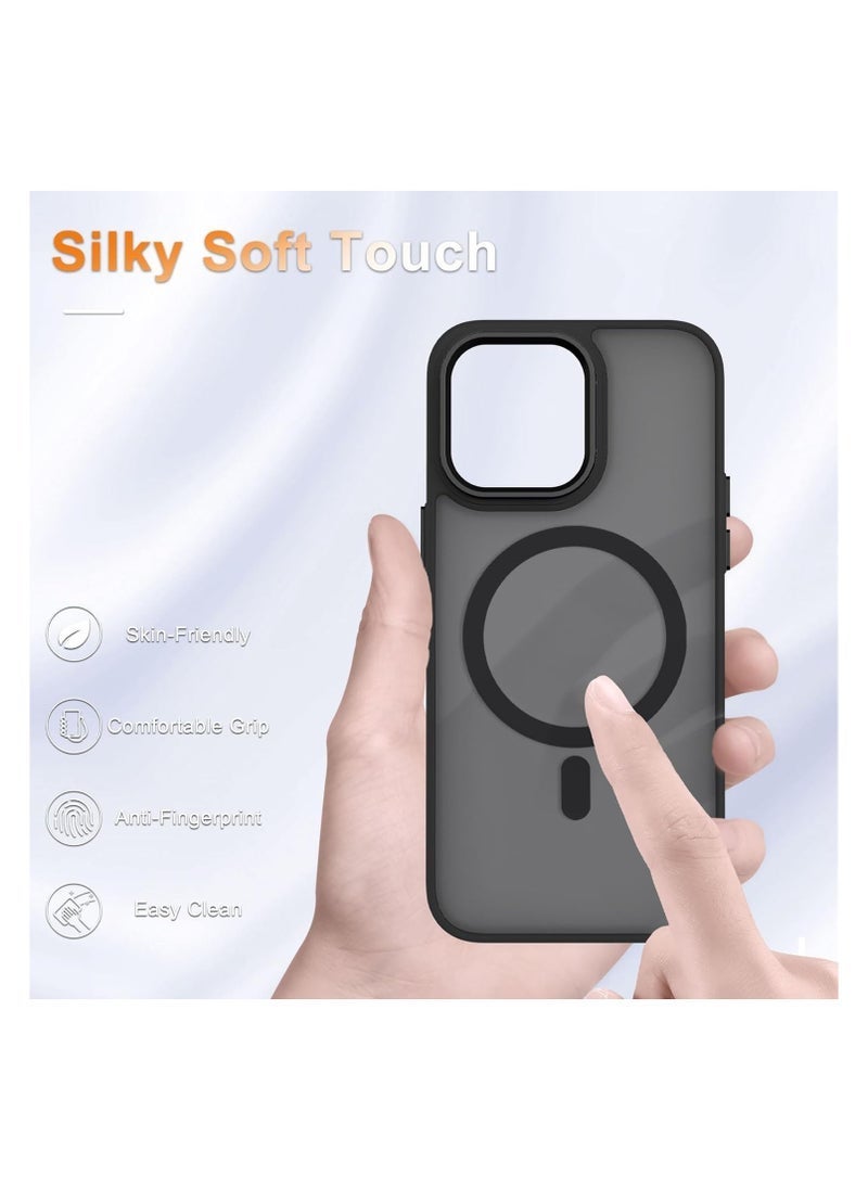 Raxoom iPhone 14 Pro Max Case, Matte Magnetic Phone Case with 1 Screen Protector, Support for Magsafe, Translucent Frosted Slim Shockproof Protective Cover for iPhone 14 Pro Max 6.7 inch, Black - Image 4