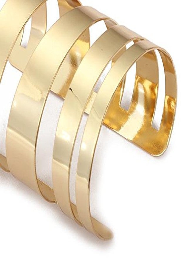 QTMY Alloy Metal Gold Hollow Hoop Open Cuff Wide Bracelet Bangle for Women Egyptian Costume(Gold2) - Image 4