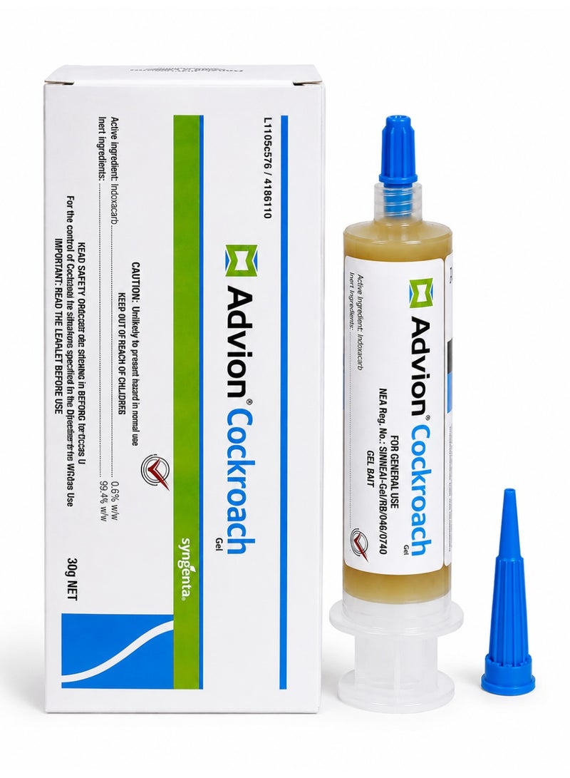 ADVISION Cockroach Gel Bait 30g with Precision Applicator Tip | Professional Strength Cockroach Control Gel | Easy Spot Application for Kitchens, Cabinets & Cracks - Image 1
