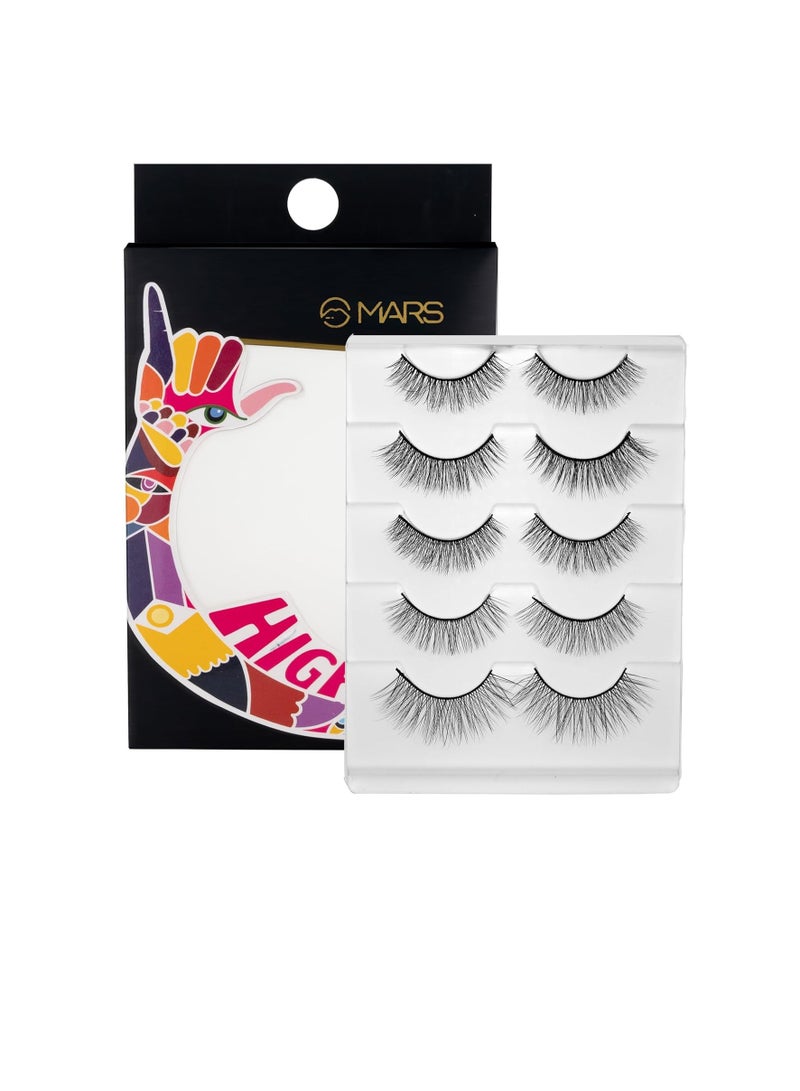 مارس مجموعة رموش صناعية من مارس هايغلاش للنساء، مكونة من 5 قطع، مظهر طبيعي للاستخدام المنتظم، قابلة لإعادة الاستخدام، خفيفة الوزن ومريحة وسهلة الاستخدام، شريط غير مرئي 03 طبيعي درامي - Image 1