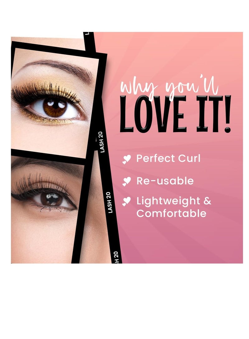 مارس مجموعة رموش صناعية من مارس هايغلاش للنساء، مكونة من 5 قطع، مظهر طبيعي للاستخدام المنتظم، قابلة لإعادة الاستخدام، خفيفة الوزن ومريحة وسهلة الاستخدام، شريط غير مرئي 03 طبيعي درامي - Image 4