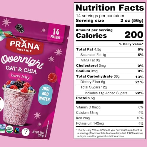 Prana Organic Overnight Chia with Oats Berry Fairy | Rich in Fiber & Protein, Vegan, Non-GMO | Ready to Eat Breakfast - 28 oz Bags - 2 Pack - Image 3