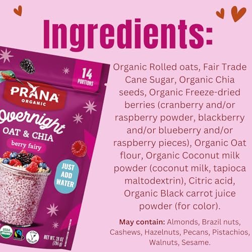 Prana Organic Overnight Chia with Oats Berry Fairy | Rich in Fiber & Protein, Vegan, Non-GMO | Ready to Eat Breakfast - 28 oz Bags - 2 Pack - Image 2