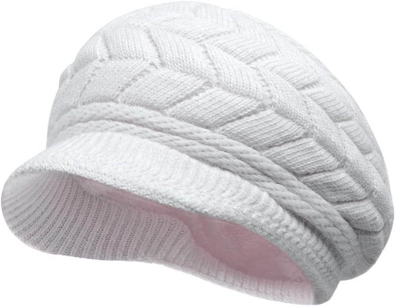 HINDAWI Women Winter Warm Knit Hat Wool Snow Ski Caps with Visor - Image 2