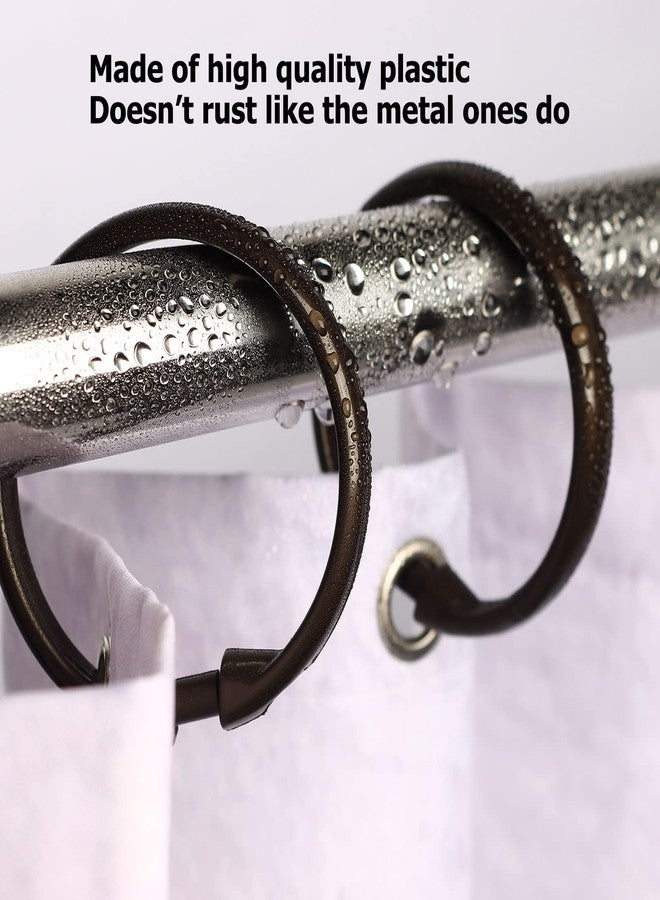 Ulable Premium Plastic Shower Curtain Rings Shower Curtain Hooks Gliding on Standard Shower Rods Easy Snap Closure (O Shape,Bronze,12Pcs) - Image 2