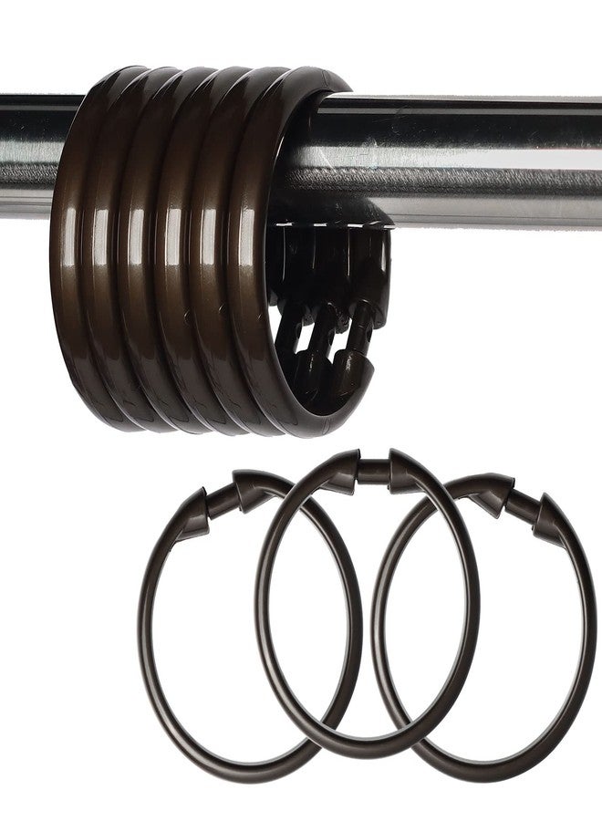 Ulable Premium Plastic Shower Curtain Rings Shower Curtain Hooks Gliding on Standard Shower Rods Easy Snap Closure (O Shape,Bronze,12Pcs) - Image 1
