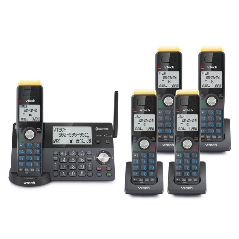 VTech IS8128-51 Super Long Range 5-Handset DECT 6.0 Cordless Phone for Home with Answering Machine, 2300 ft Range, Call Blocking, Bluetooth Connect to Cell, Intercom - Image 1