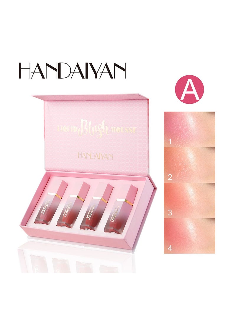 Handaiyan Mousse Liquid Blush For Cheeks Cream Face Blusher Set Stick with Sponge Palette Bronzer Highlighter Shape Contour Moisturizing And Breathable Matte Finish Long-wearing Waterproof For Women Makeup  - Image 1