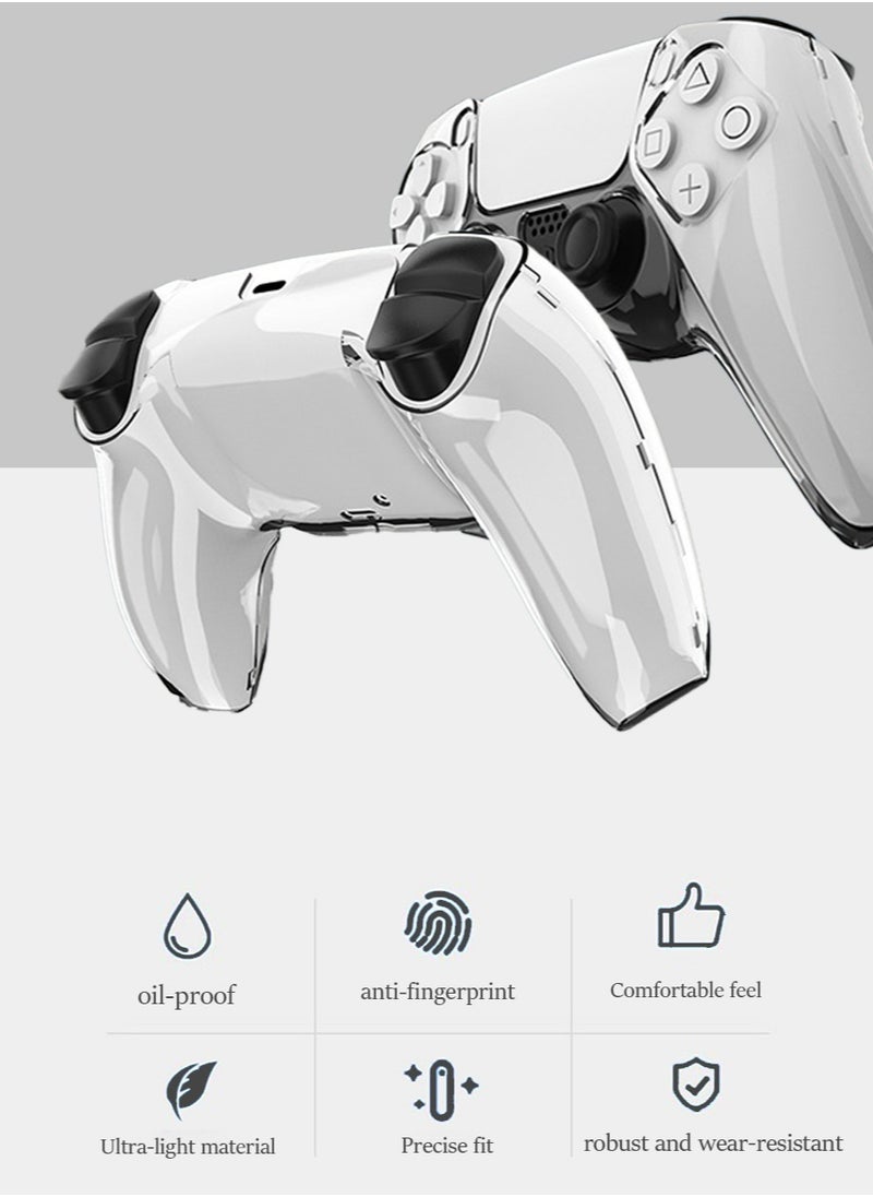 IINE - Transparent Crystal Protective Case Cover for PS5/PS5 Slim Controller,PC Hard Non-Slip No Interference Skin Protector Case Full Protection Cover for PS5/PS5 Slim DualSense Wireless Controller - Image 1