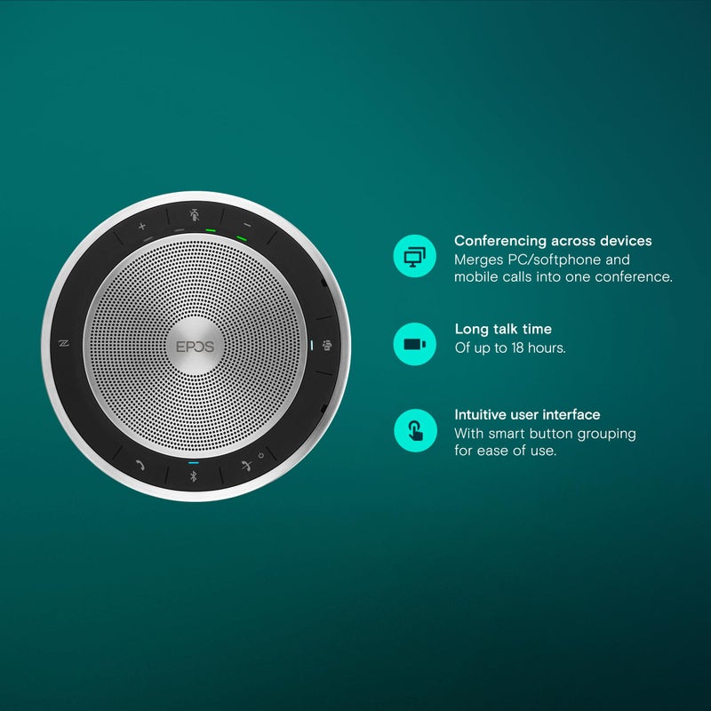 EPOS Expand SP 30T (1000225) Portable Bluetooth Speakerphone - Instant Conferencing Anywhere - Sound-Enhanced - PC, Mobile Phone & Softphone Connection - Image 3