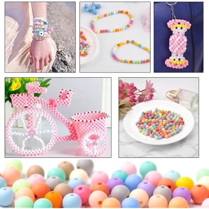 STRBOXONG 1000PCS 6MM MATTE MIX COLORS ACRYLIC ROUND BEADS - FROSTED BUBBLEGUM CHUNKY BEADS FOR NECKLACE AND BRACELET MAKING - CRAFTING SUPPLIES - Image 3