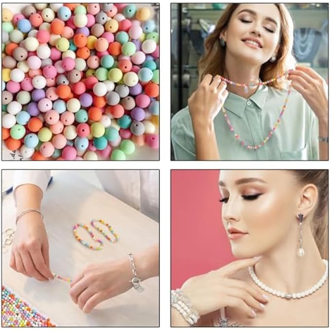 STRBOXONG 1000PCS 6MM MATTE MIX COLORS ACRYLIC ROUND BEADS - FROSTED BUBBLEGUM CHUNKY BEADS FOR NECKLACE AND BRACELET MAKING - CRAFTING SUPPLIES - Image 2