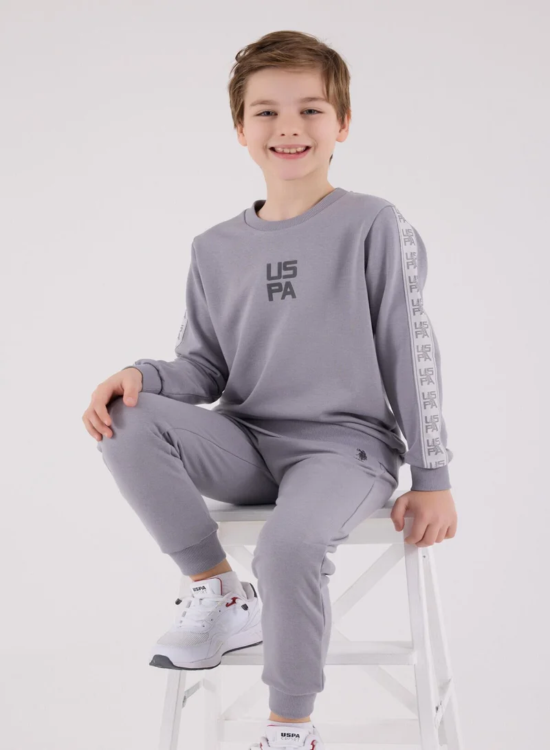 U.S. Polo Assn. U.S. Polo Assn. Boys Grey Melange Jumpsuit Set