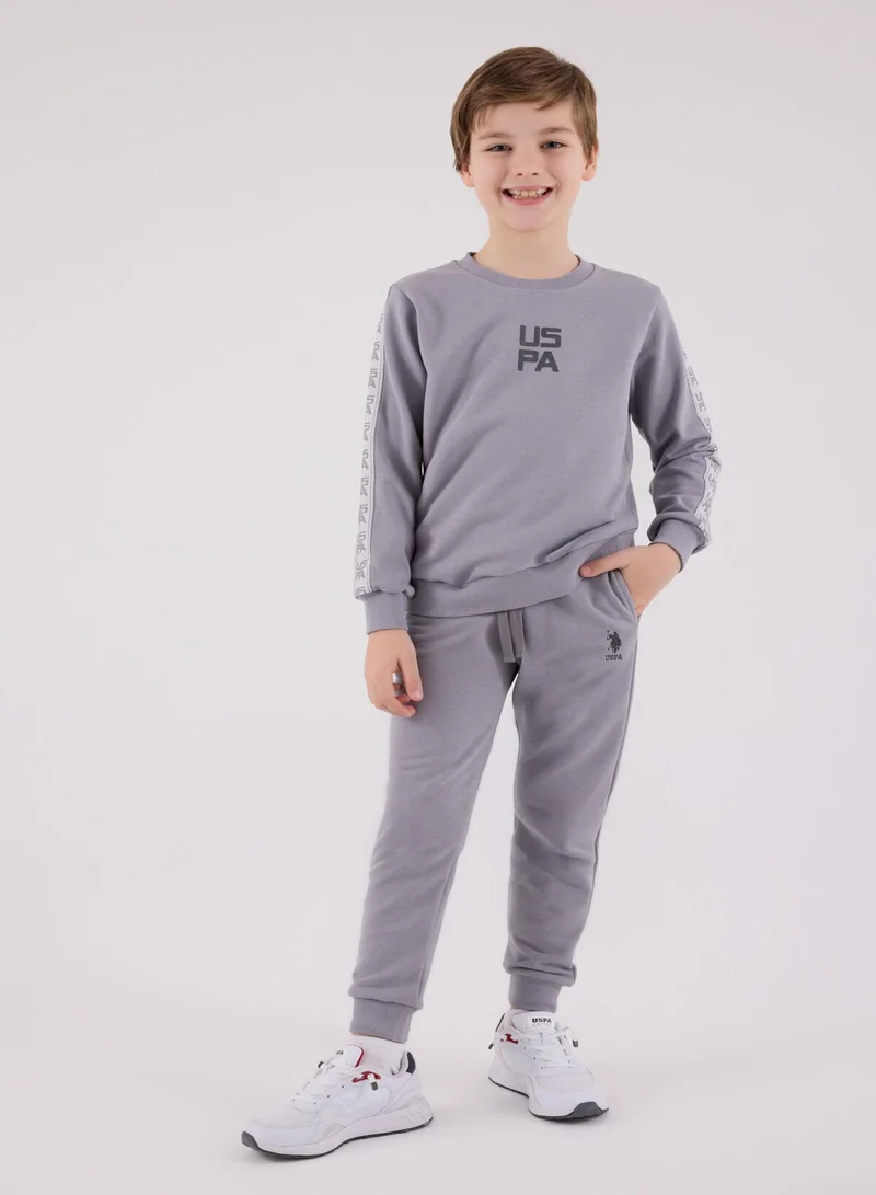 U.S. Polo Assn. U.S. Polo Assn. Boys Grey Melange Jumpsuit Set