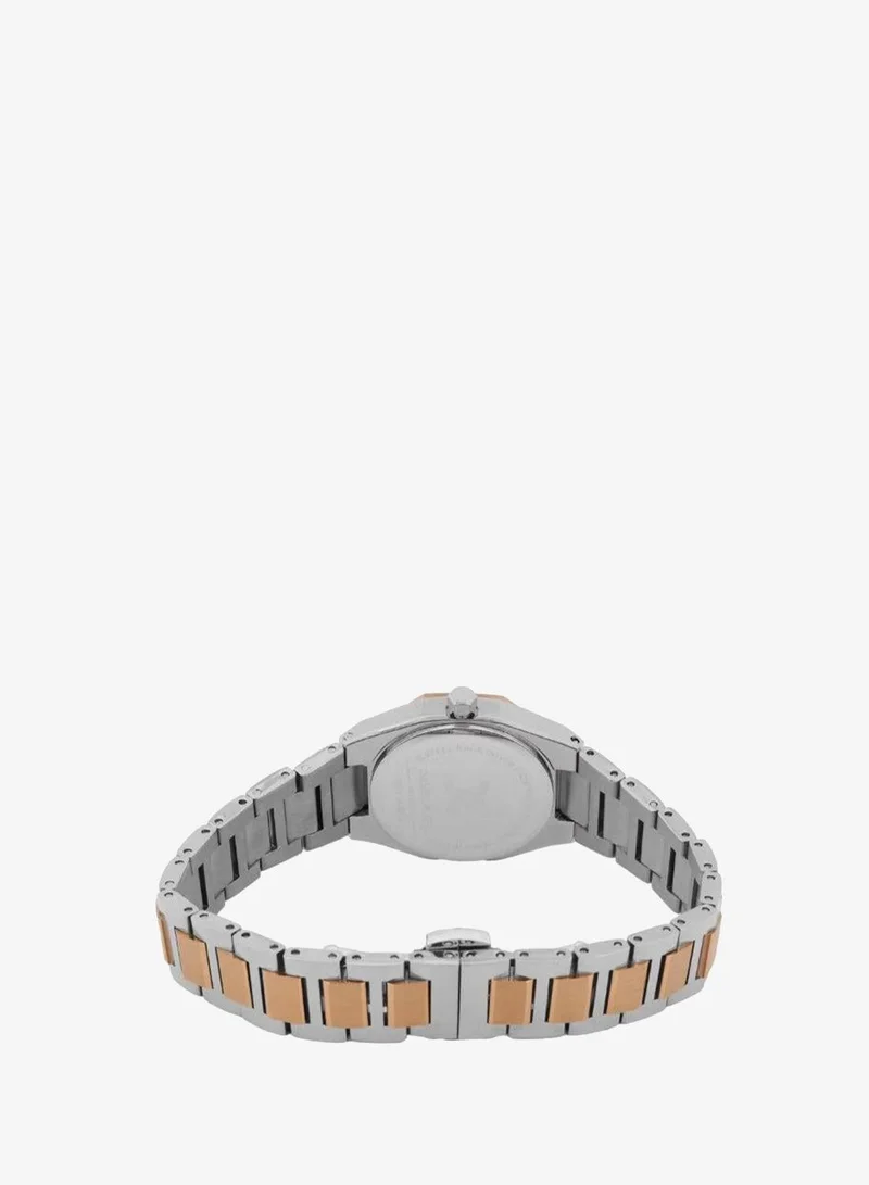 Daniel Klein Women's Stainless Steel Silver and Rose Gold Alloy Case Analog Dark Brown Round Emboss Dial Japanese Quartz Premium 30 Meters Water Resistant