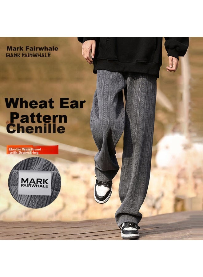 Mark Fairwhale Men's Chenille Thick Casual Pants Spring Autumn Dark Gray 3XL - Image 1
