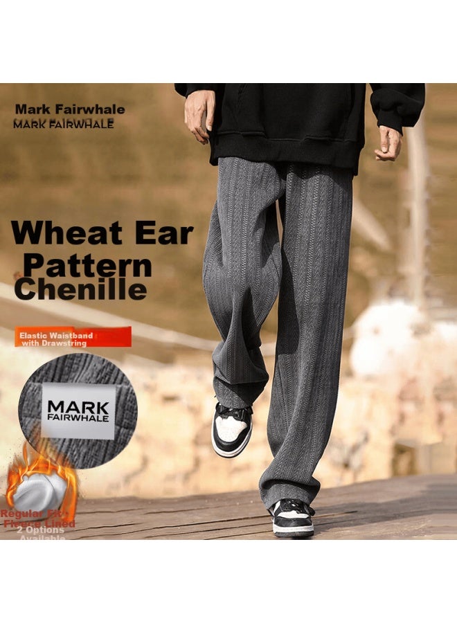 Mark Fairwhale Men's Chenille Thick Casual Pants Spring Autumn Dark Gray 3XL - Image 2